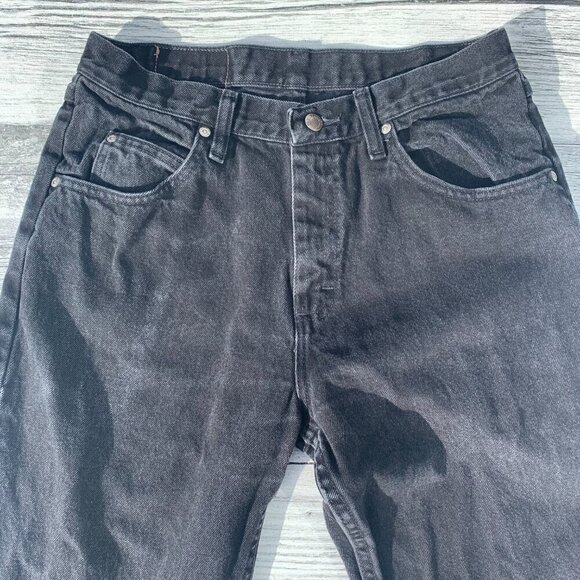 Wrangler Black Denim Straight Leg Dark Wash Classic Relaxed Fit Jeans - Picture 2 of 10